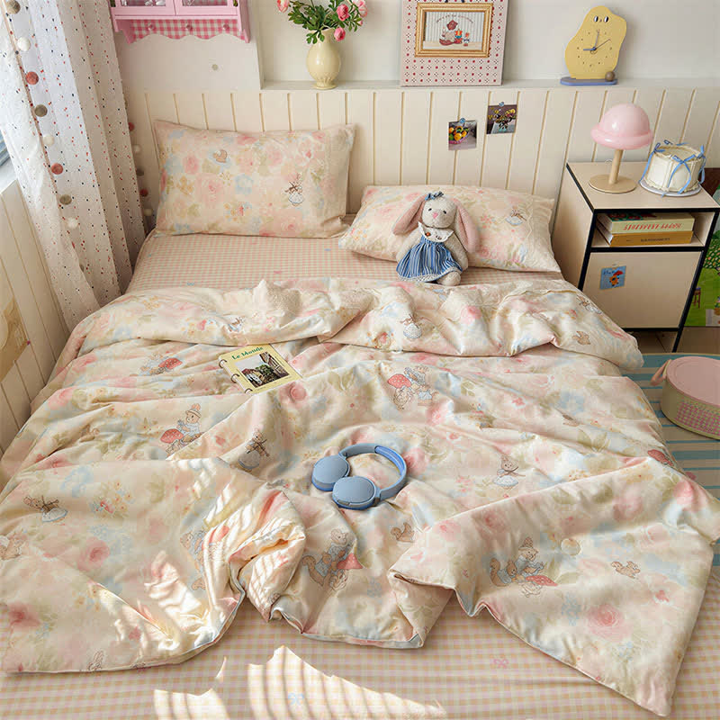 Cream Lace Bunny Cotton Bedding Set
