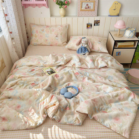 Cream Lace Bunny Cotton Bedding Set