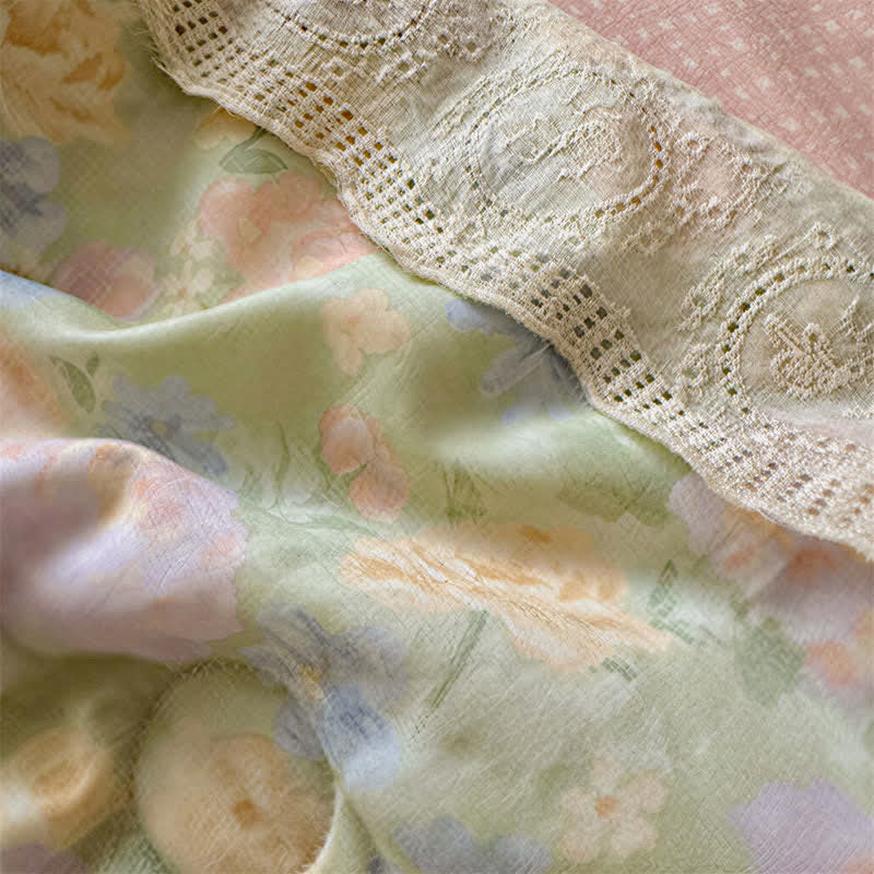 Lace Greenery Cotton Bedding Set