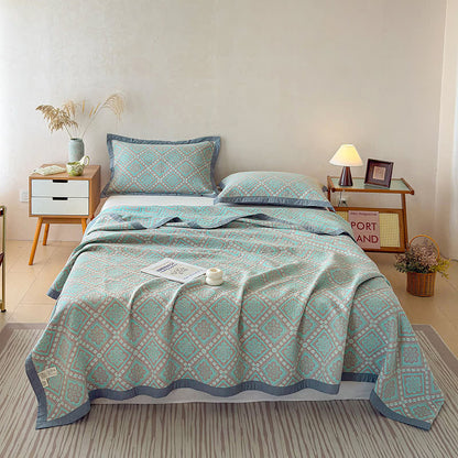 3-Layer Cotton Gauze Jacquard Bedspread Quilt