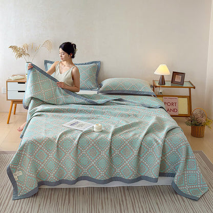3-Layer Cotton Gauze Jacquard Bedspread Quilt