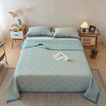3-Layer Cotton Gauze Jacquard Bedspread Quilt