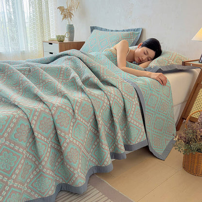 3-Layer Cotton Gauze Jacquard Bedspread Quilt