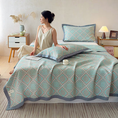 3-Layer Cotton Gauze Jacquard Bedspread Quilt