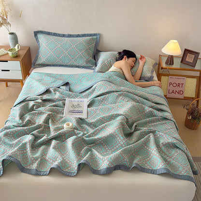 3-Layer Cotton Gauze Jacquard Bedspread Quilt