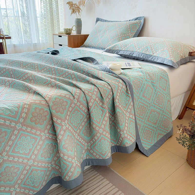 3-Layer Cotton Gauze Jacquard Bedspread Quilt