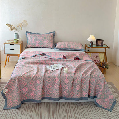 Cotton Gauze Yarn-Dyed Reversible Bedspread Quilt