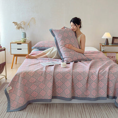 Cotton Gauze Yarn-Dyed Reversible Bedspread Quilt