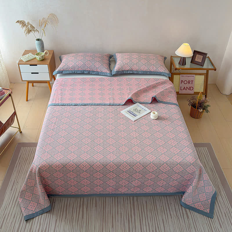 Cotton Gauze Yarn-Dyed Reversible Bedspread Quilt