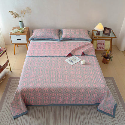 Cotton Gauze Yarn-Dyed Reversible Bedspread Quilt