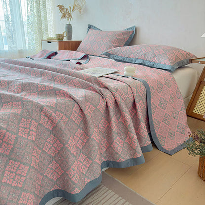 Cotton Gauze Yarn-Dyed Reversible Bedspread Quilt
