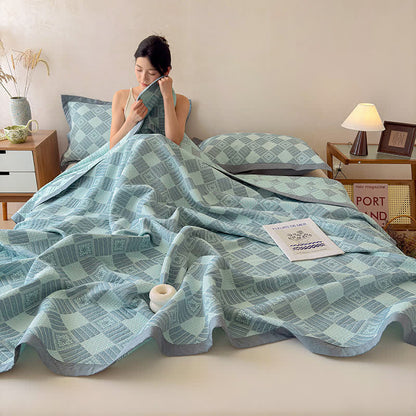 Reversible 3-layer Geometric Jacquard Blanket Quilt