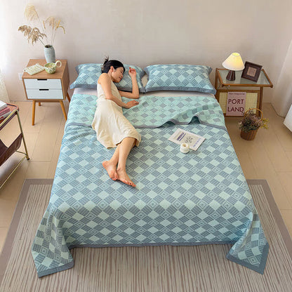 Reversible 3-layer Geometric Jacquard Blanket Quilt