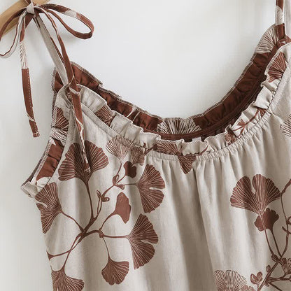 Elegant Ginkgo Cami Cotton Pajama Set