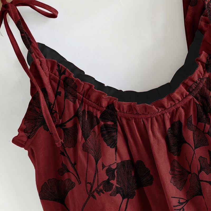 Elegant Ginkgo Cami Cotton Pajama Set