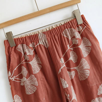 Elegant Ginkgo Cami Cotton Pajama Set