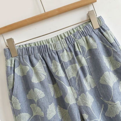 Ginkgo Leaf Cami Ruffled Pajama Set