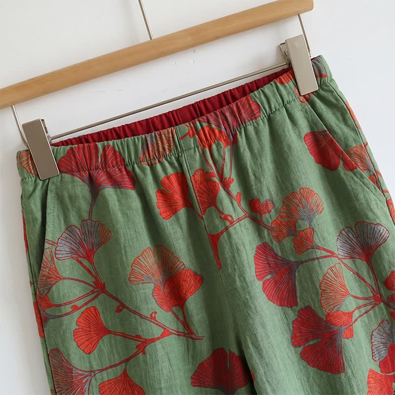 Ginkgo Leaf Cami Ruffled Pajama Set