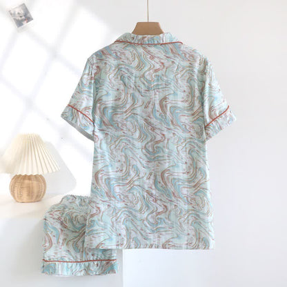 Abstract Print Cotton Gauze Lounge Set