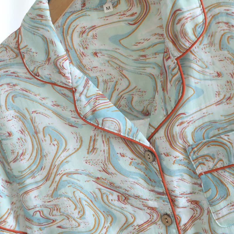 Abstract Print Cotton Gauze Lounge Set