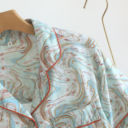 Abstract Print Cotton Gauze Lounge Set