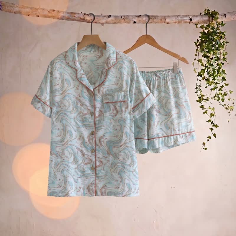 Abstract Print Cotton Gauze Lounge Set