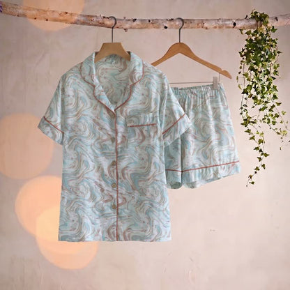 Abstract Print Cotton Gauze Lounge Set