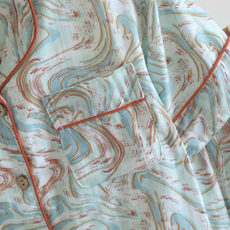 Abstract Print Cotton Gauze Lounge Set