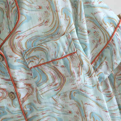 Abstract Print Cotton Gauze Lounge Set