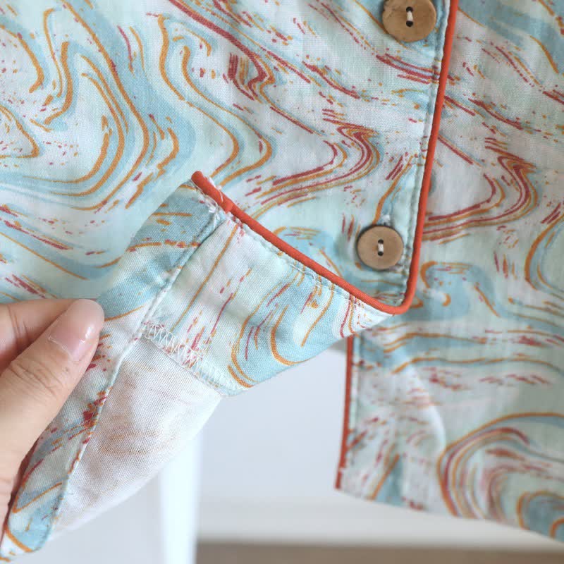 Abstract Print Cotton Gauze Lounge Set