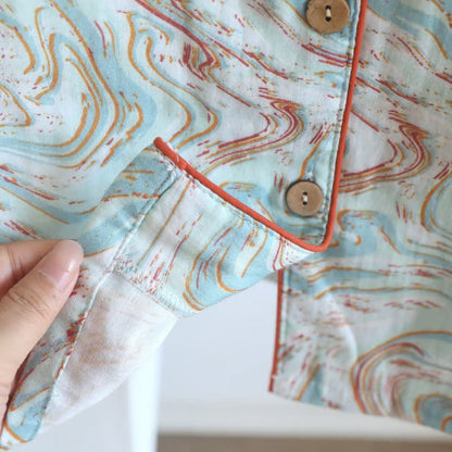 Abstract Print Cotton Gauze Lounge Set