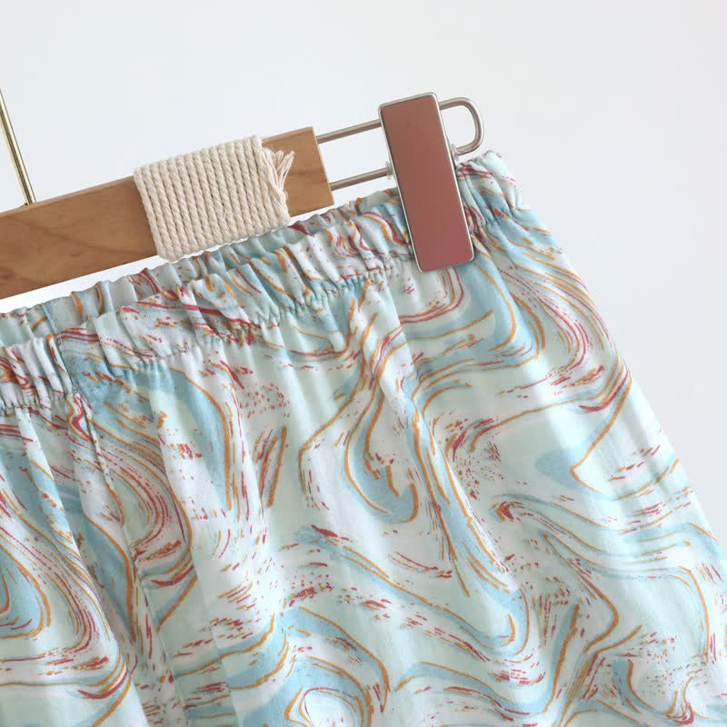 Abstract Print Cotton Gauze Lounge Set