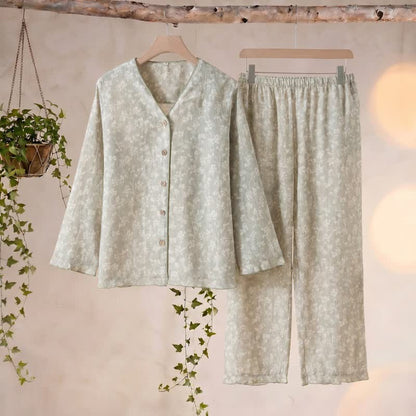 Soft Floral Cotton Button Front Pajamas