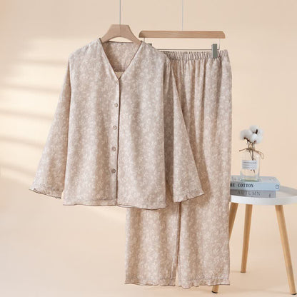 Soft Floral Cotton Button Front Pajamas