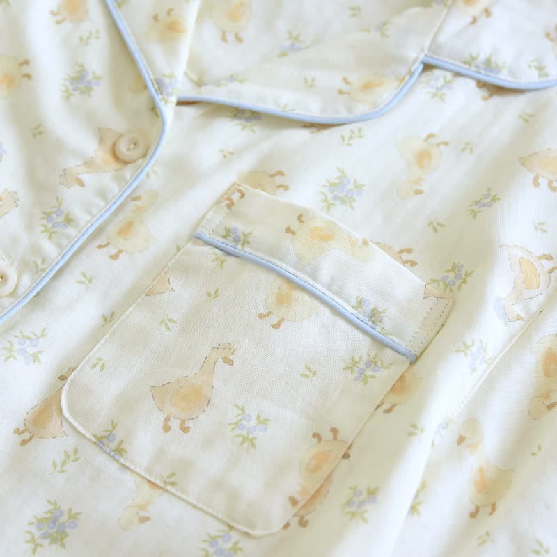Cotton Duck Print Three Piece Loungewear
