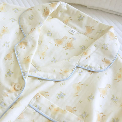Cotton Duck Print Three Piece Loungewear