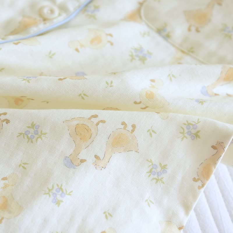 Cotton Duck Print Three Piece Loungewear