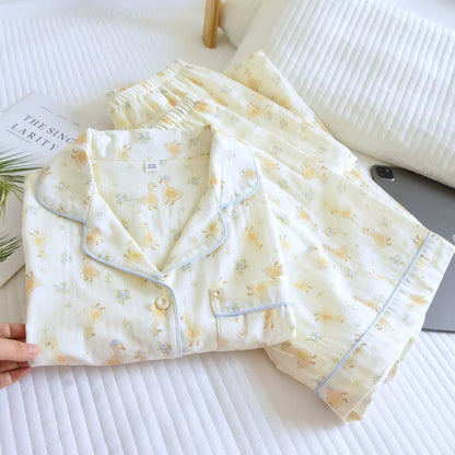 Cotton Duck Print Three Piece Loungewear