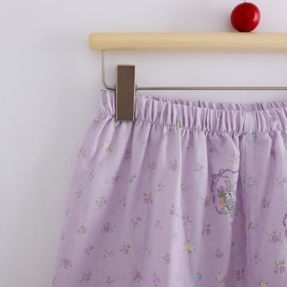 Purple Bunny & Floral Cotton Loungewear Set(3PCS)