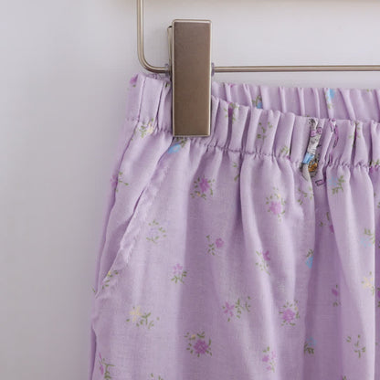 Purple Bunny & Floral Cotton Loungewear Set(3PCS)