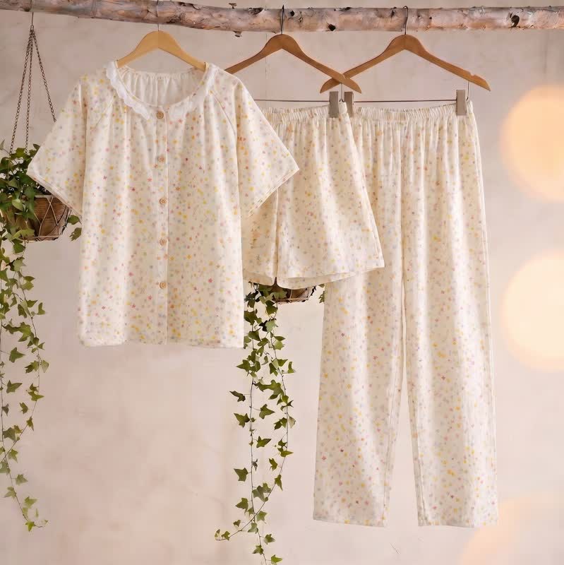 Star Print Cotton Loungewear Set(3PCS)