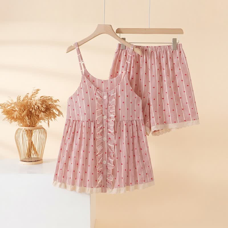 Stripe & Star Ruffle Cami Lounge Set