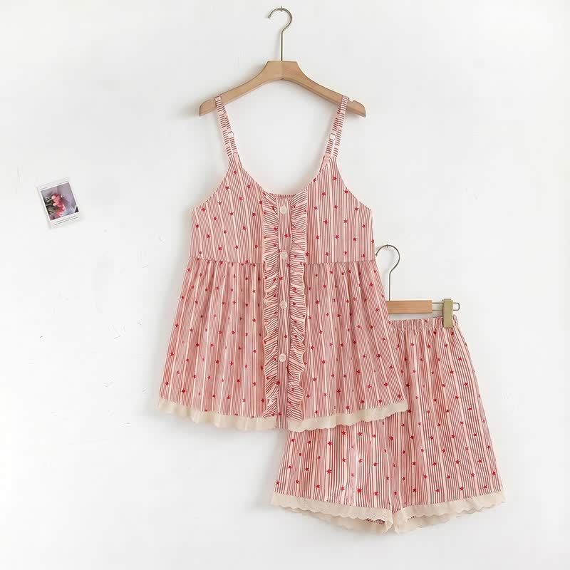 Stripe & Star Ruffle Cami Lounge Set