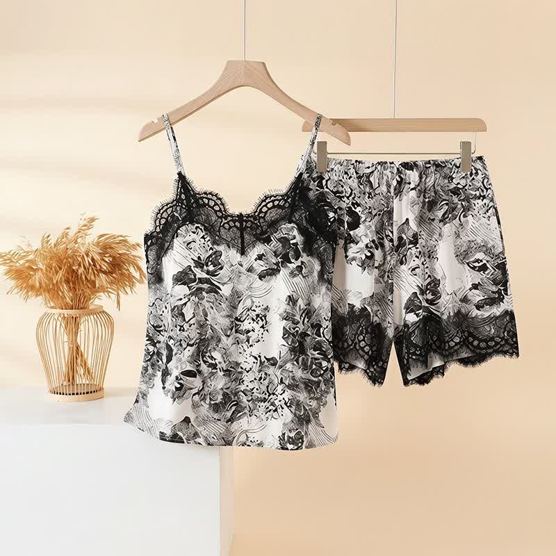 Vintage Floral Lace Cami & Shorts Set