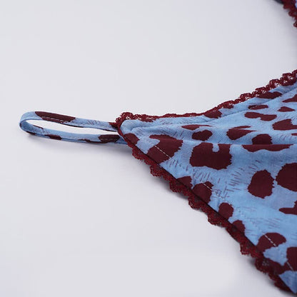 Blue Leopard Print Cami Loungewear Set