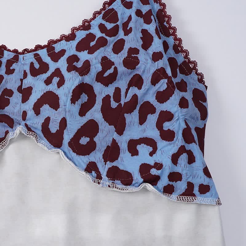 Blue Leopard Print Cami Loungewear Set