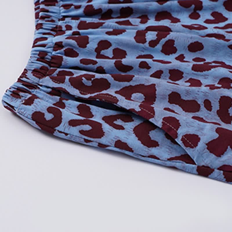 Blue Leopard Print Cami Loungewear Set