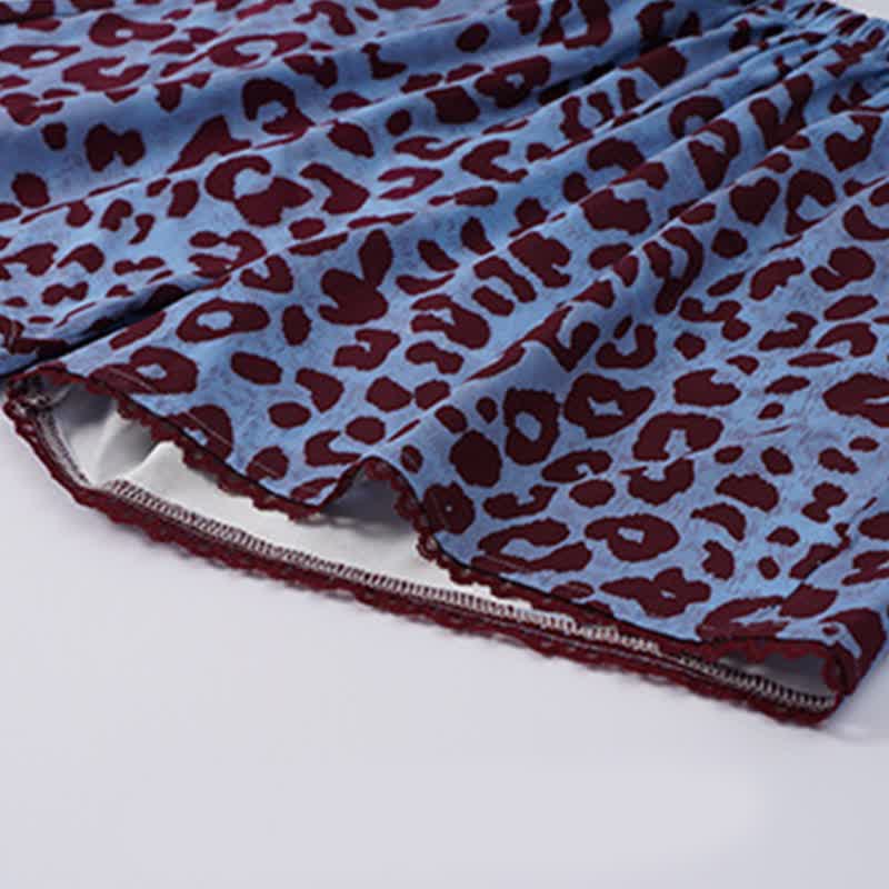 Blue Leopard Print Cami Loungewear Set