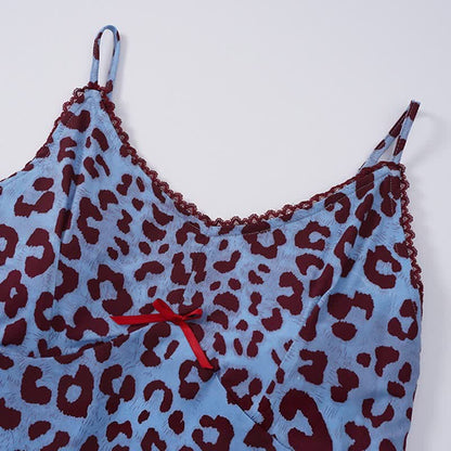 Blue Leopard Print Cami Loungewear Set