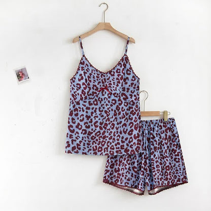 Blue Leopard Print Cami Loungewear Set